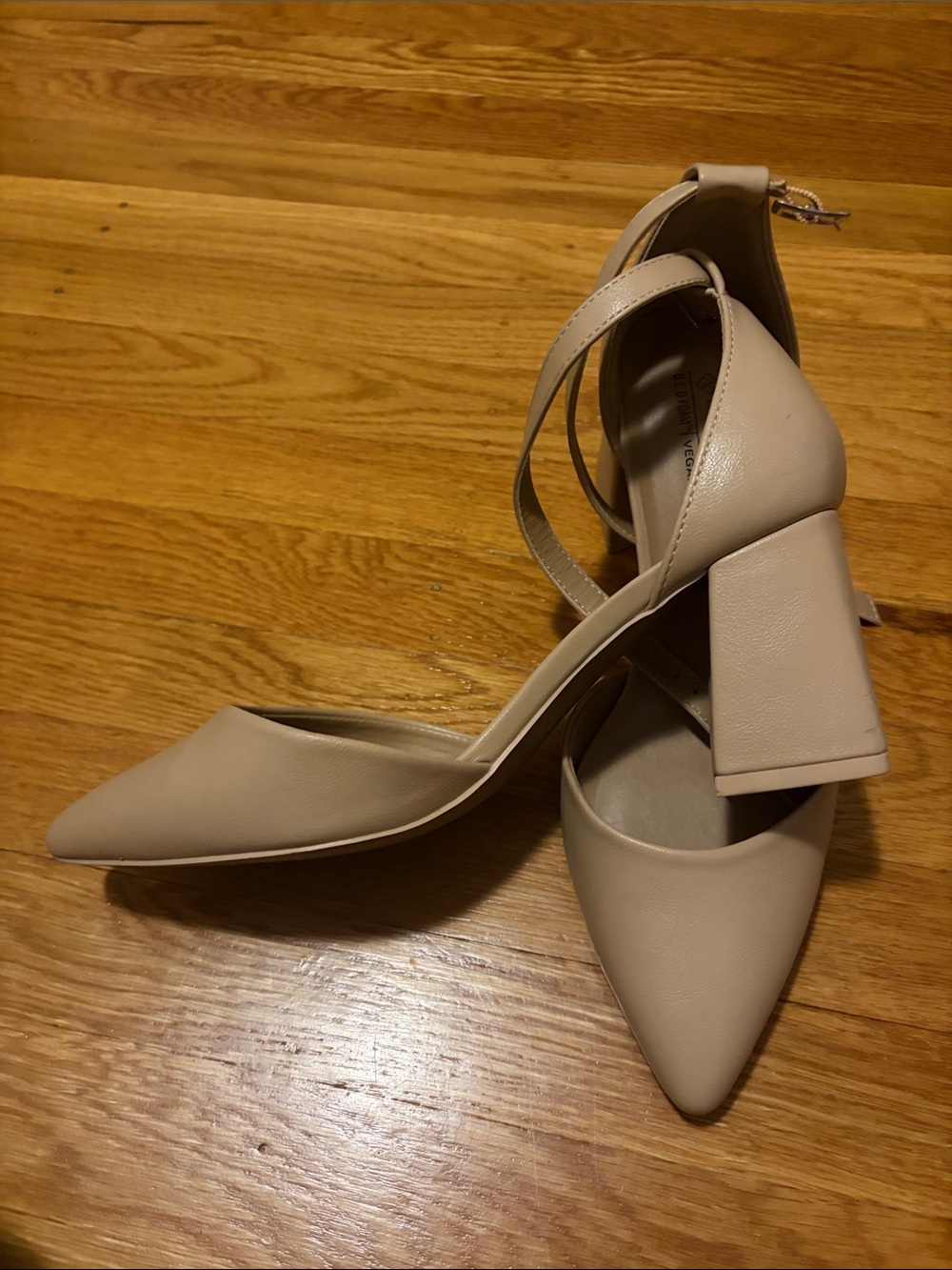 Call It Spring Taupe Pointed Toe Ankle Strap Pumps image 2